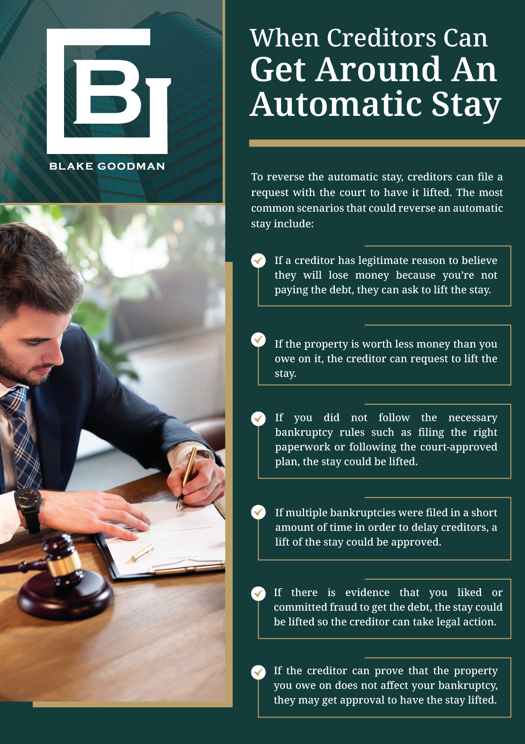 Infographic that explains When Creditors Can Get Around An Automatic Stay